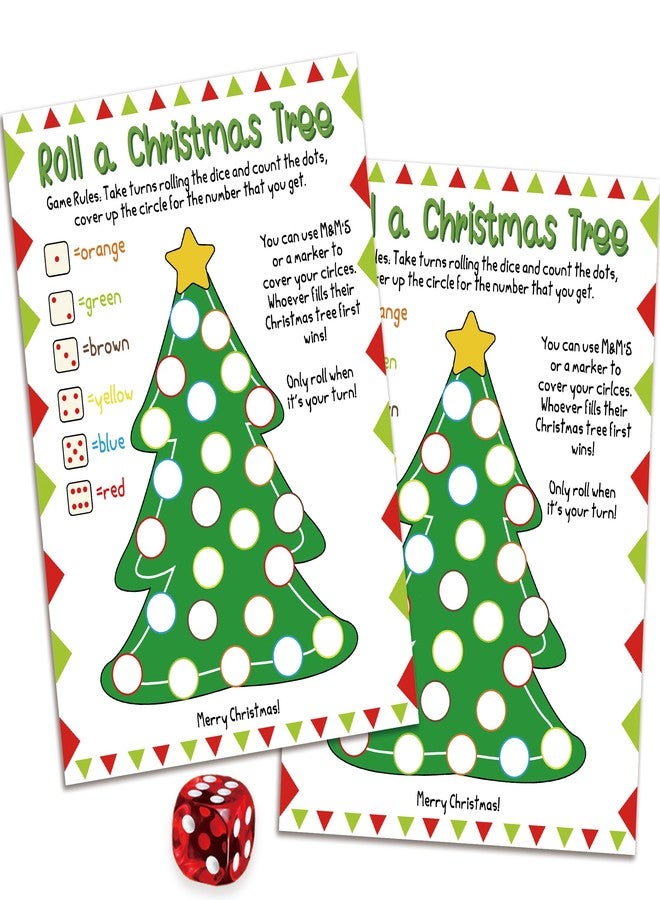 Xenseou 30PCS Roll a Christmas Tree, Christmas Games for Group, Fun Xmas Party Games -SDSZ02 - Image 1